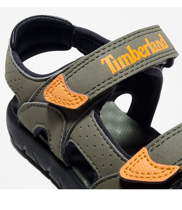 סנדלי ילדים ירוקים עם רצועות ולוגו Timberland, עיצוב אתלטי ונוחות מירבית