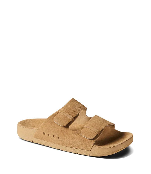 כפכף עור בז' עם רצועות כפולות, מותג REEF, מוצג באתר CHOZEN