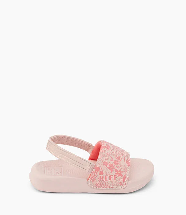 סנדל תינוקות ורוד עם רצועה אחורית ודוגמת פרחים, מותג REEF, CHOZEN