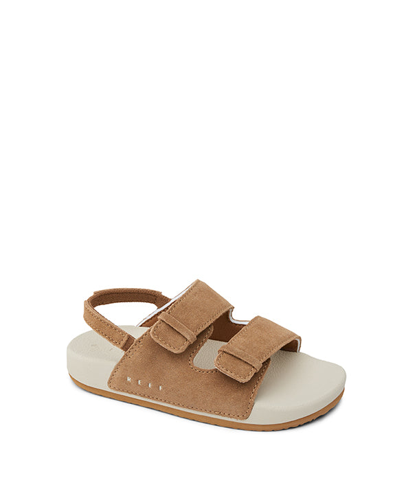 סנדל ילדים חום עם סקוצ'ים וסוליה לבנה, עיצוב נוח לילדים