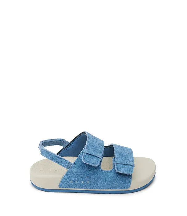 סנדל ילדים כחול מבד זמש עם רצועות ולקרו, CHOZEN, נעלי קיץ אופנתיות