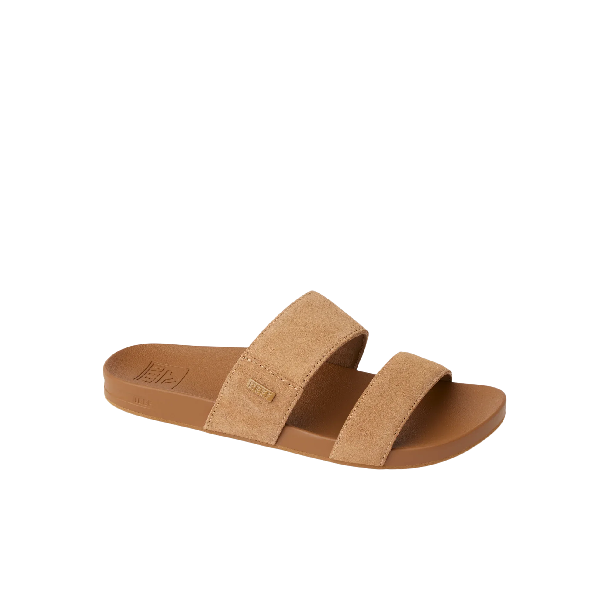 כפכף עור זמש בשני רצועות, צבע חום טבק, עיצוב קיץ נוח ואופנתי