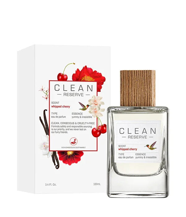 בושם Clean Reserve Whipped Cherry 100 מ"ל עם קופסה, עיצוב ייחודי של פקק עץ, מוצר מבית קבוצת אלפא