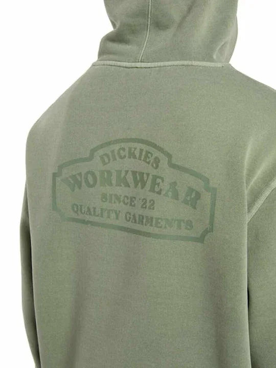 קפוצ׳ון ירוק של Dickies עם הדפס WORKWEAR בגב, פרטי קז׳ואל איכותיים מ-CHOZEN