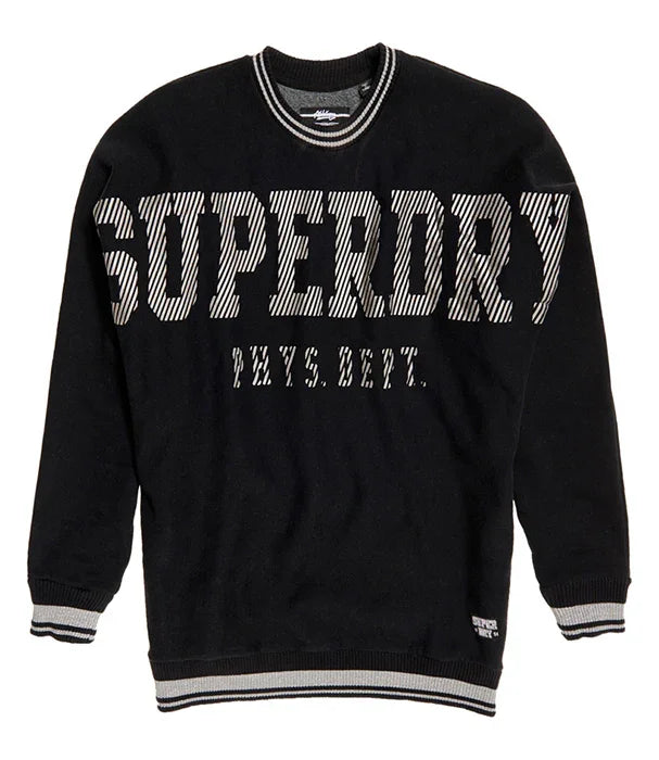 סווטשירט שחור SUPERDRY פיז דפט, אופנה יומיומית, מיתוג מוביל באתר CHOZEN