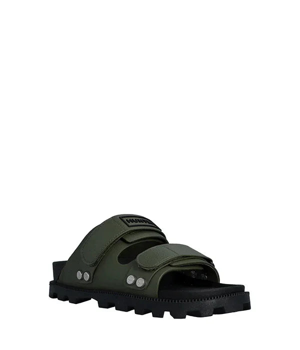 סנדל ירוק כהה לגבר עם רצועות ולוגו CHOZEN, סוליה קשיחה, מותגים מובילים