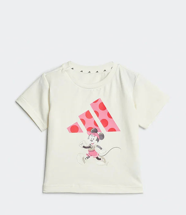 חולצת טי ילדים לבנה עם הדפס ורוד דמות מצוירת ולוגו, אופנת ילדים CHOZEN