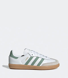 סניקרס adidas Samba לבן-ירוק סוליית גומי, צילום צד קלאסי באתר CHOZEN