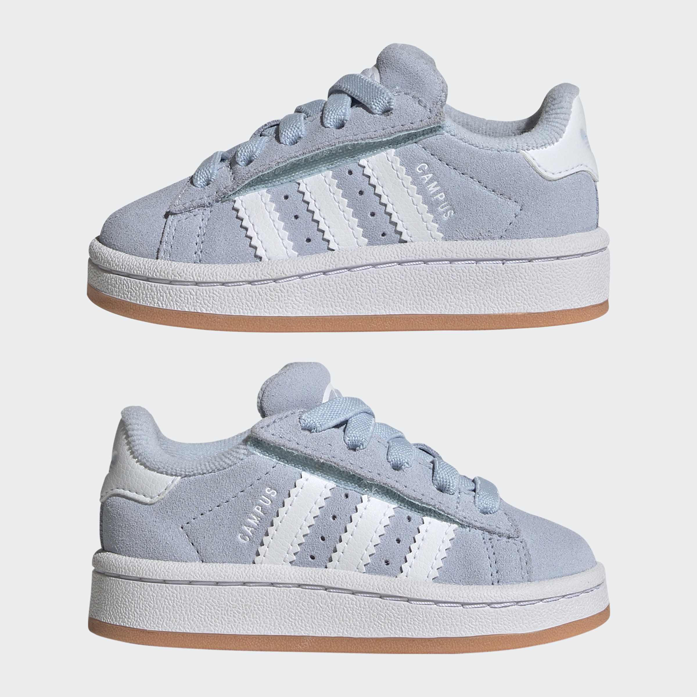 נעלי ספורט ילדים בצבע אפור בהיר עם פסי צד לבנים וסוליה גומי לבנה