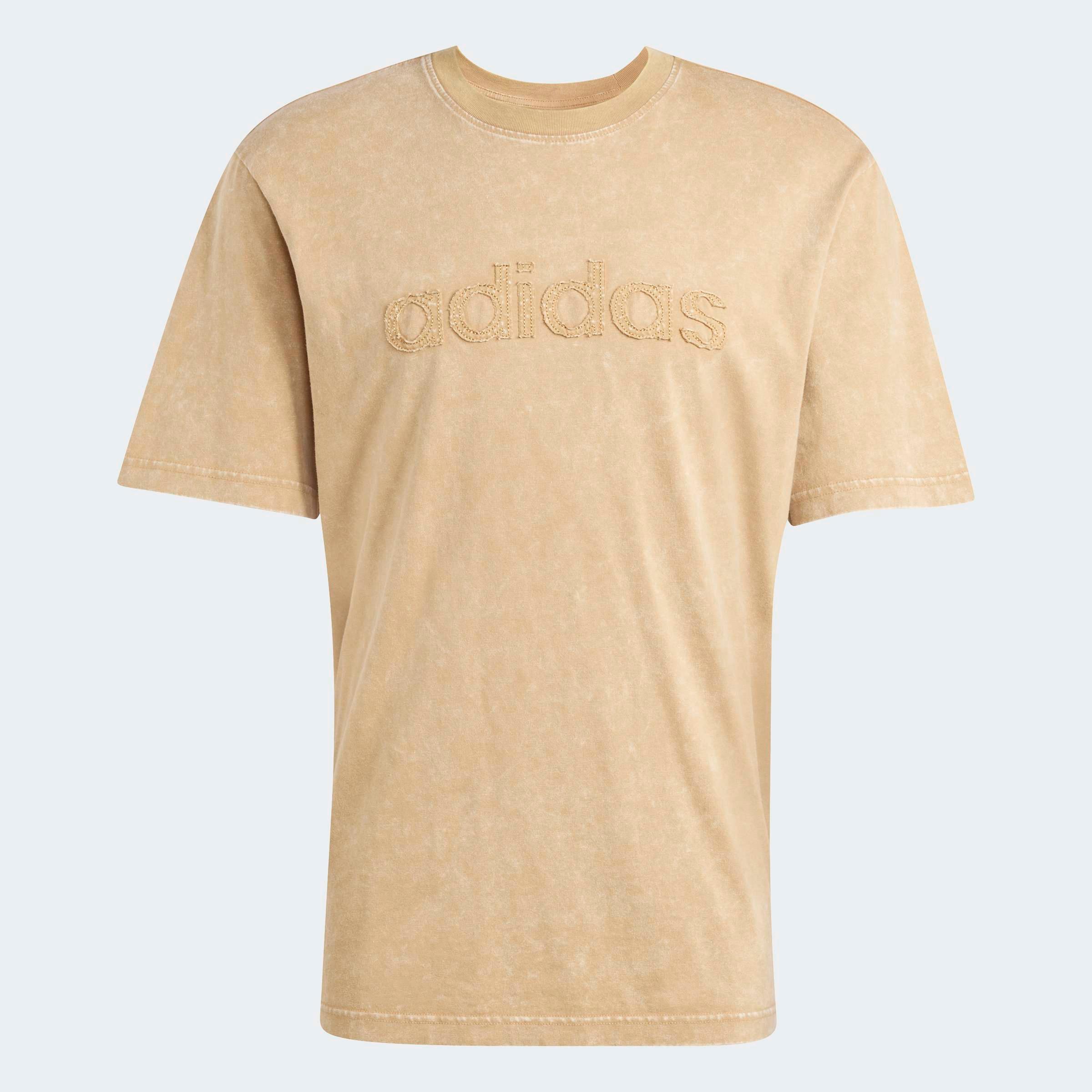 חולצת טי שירט בצבע בז׳ עם לוגו adidas בחזית, מותג מוביל ב-CHOZEN