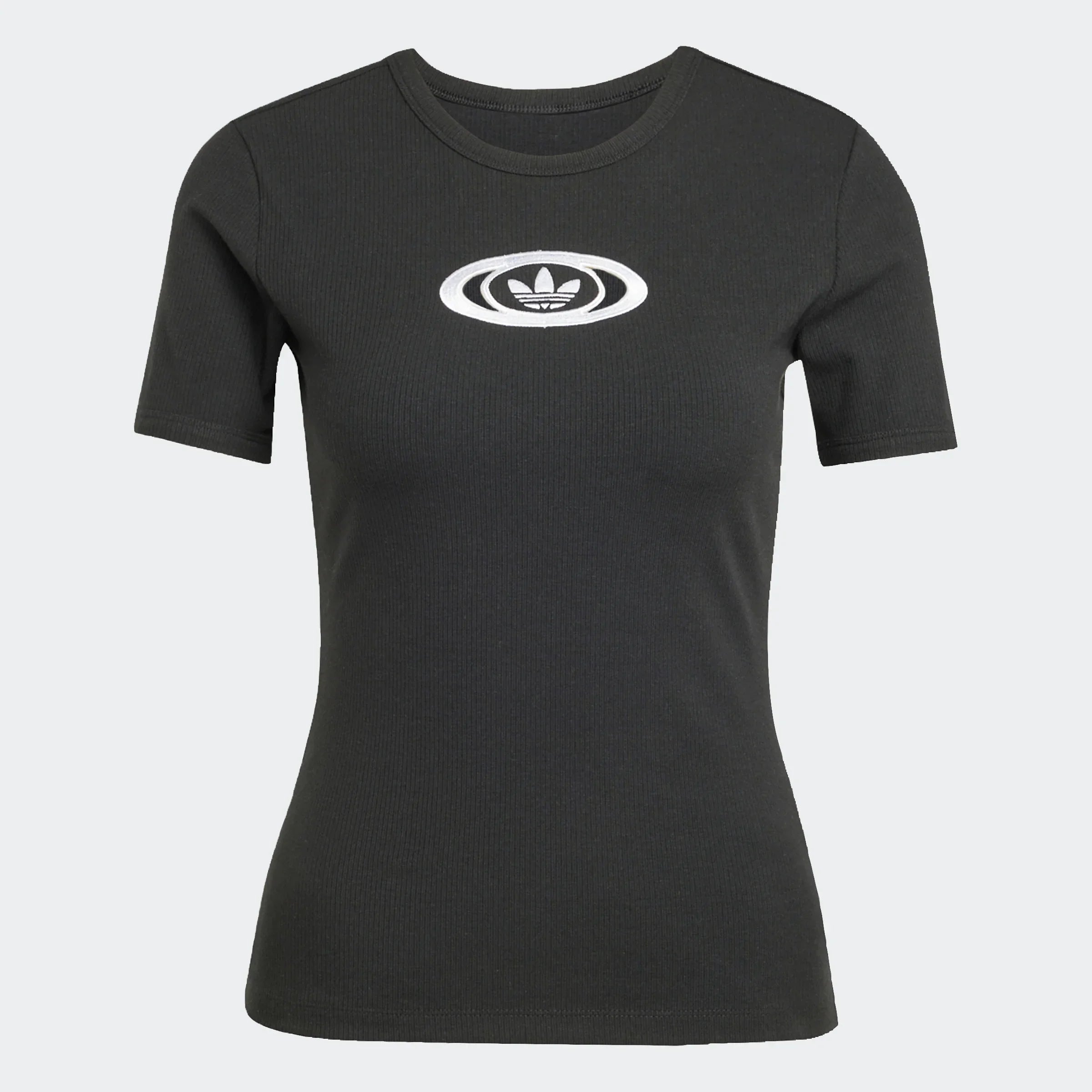 חולצת טי שירט אפורה לנשים עם לוגו אדידס במרכז, אופנת CHOZEN מבית קבוצת אלפא