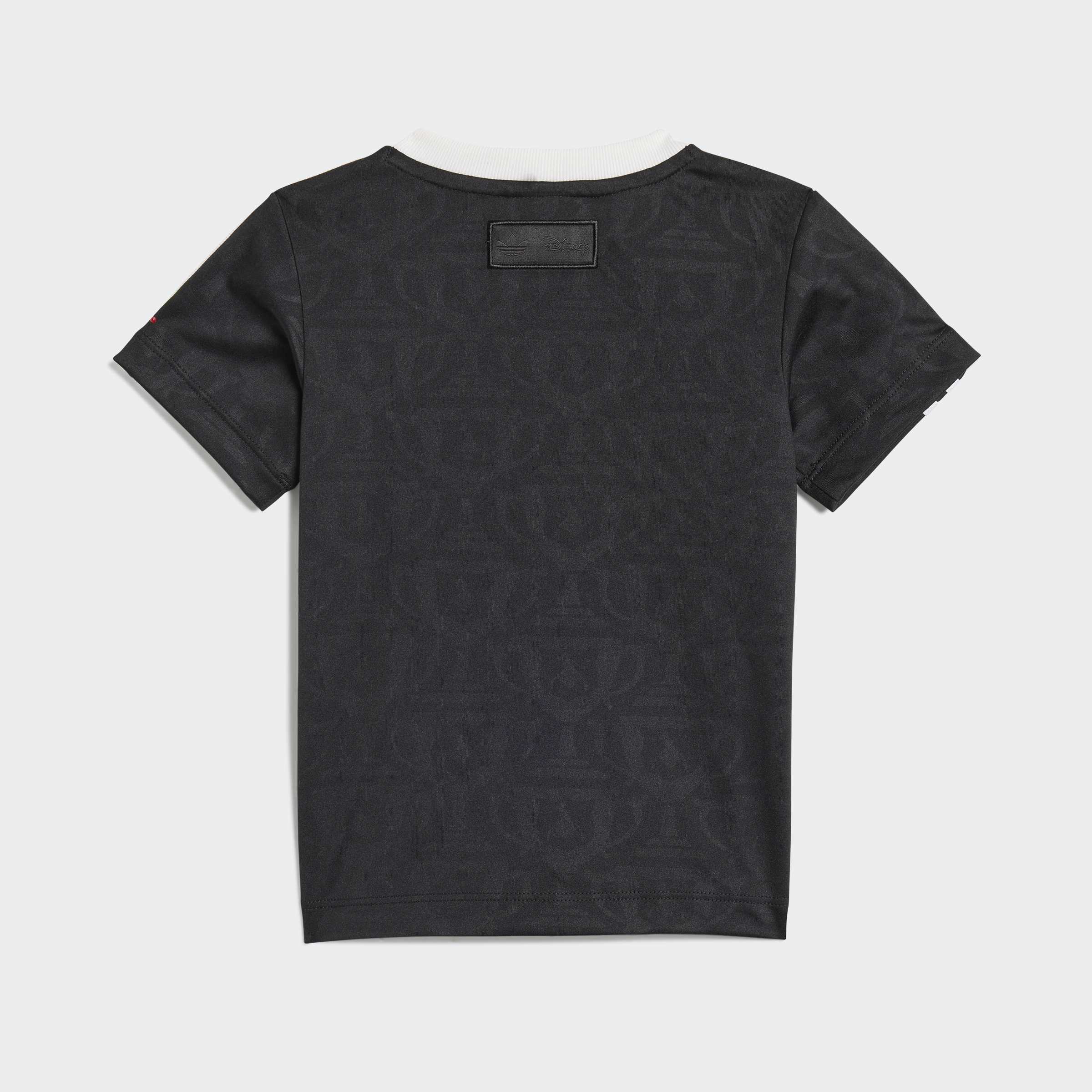 חולצת טי שירט אפורה קצרה מבט מאחור, דוגמת הדפס טקסטורה, צווארון לבן