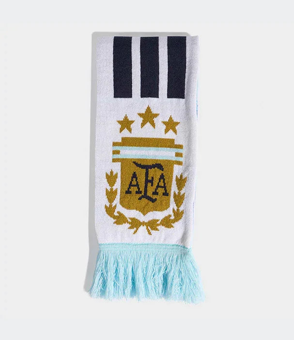 צעיף כדורגל רשמי עם סמל AFA, פסים שחורים ותיתולים תכלת, מבית CHOZEN