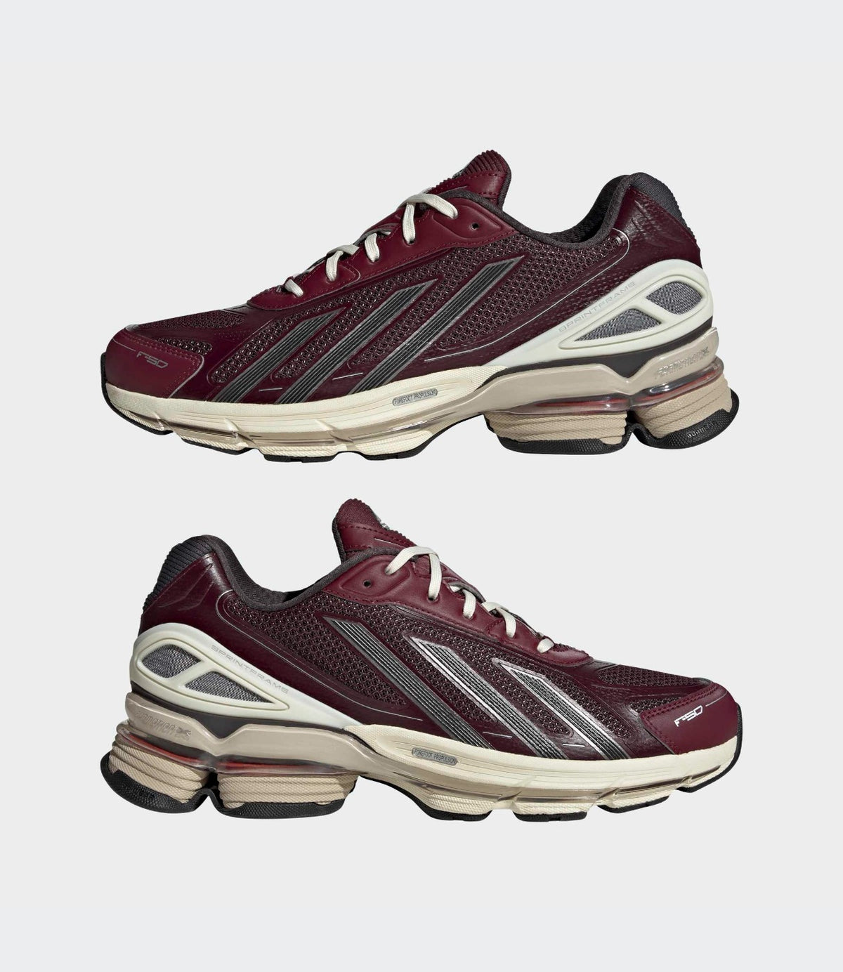 תמונה 9: זוג סניקרס FORMOTION F50 בצבע בורדו, מוצגים זה לצד זה ממספר זוויות - CHOZEN