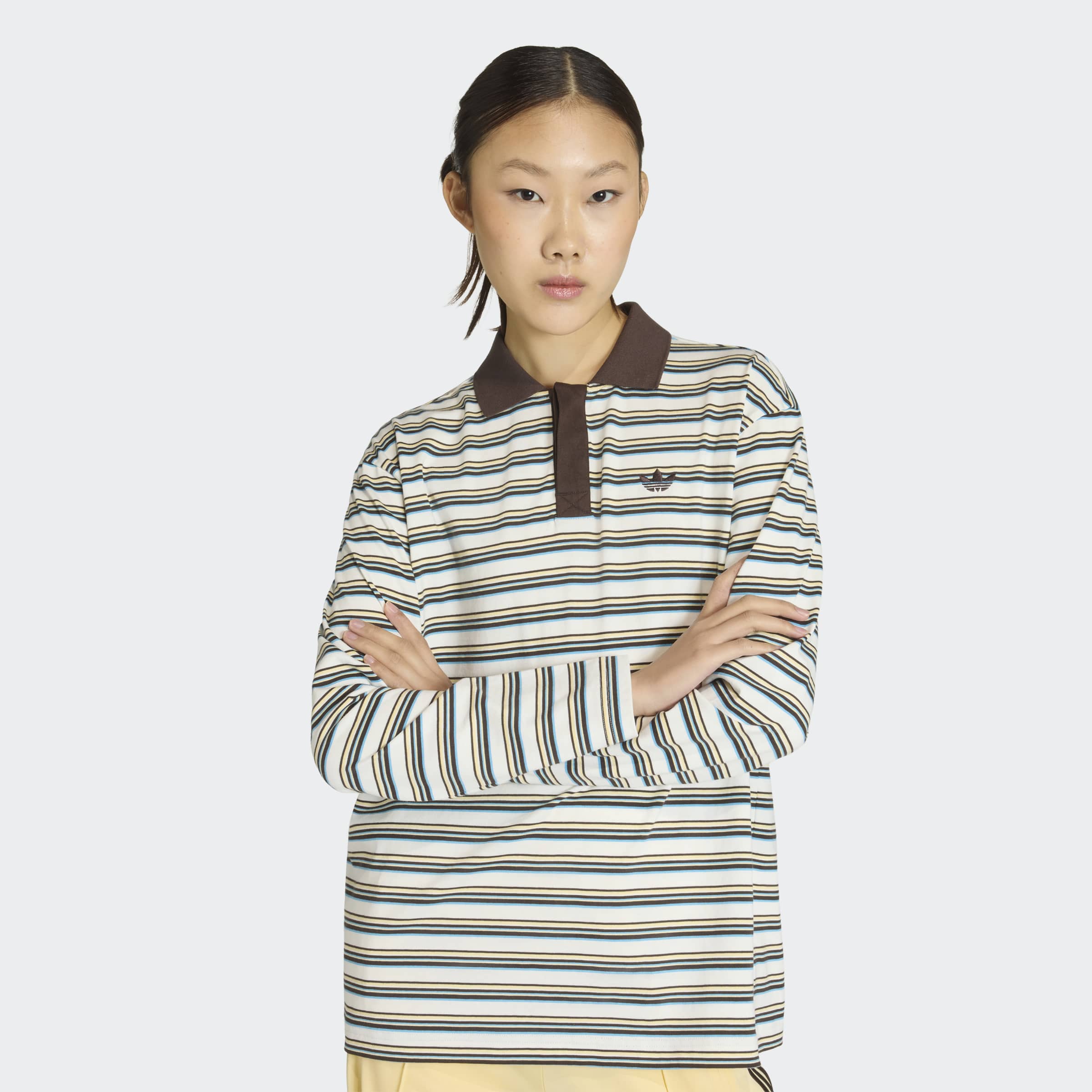 אדידס חולצה פולו ארוכה STRIPED LS POLO לנשים