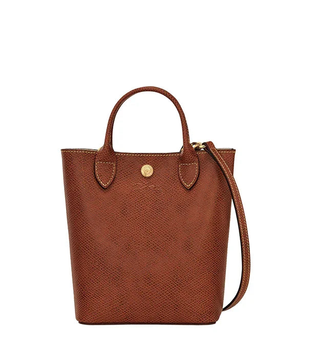 תיק יד עור חום עם ידיות קצרות ורצועת כתף, עיצוב יוקרתי מ-CHOZEN