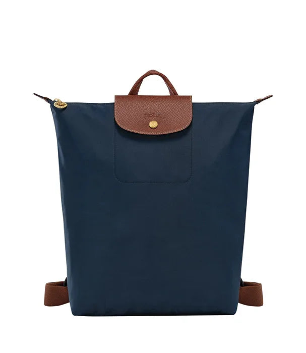 תיק גב כחול יוקרתי עם רצועות ועיטורי עור חומים, מותג CHOZEN, מבית קבוצת אלפא