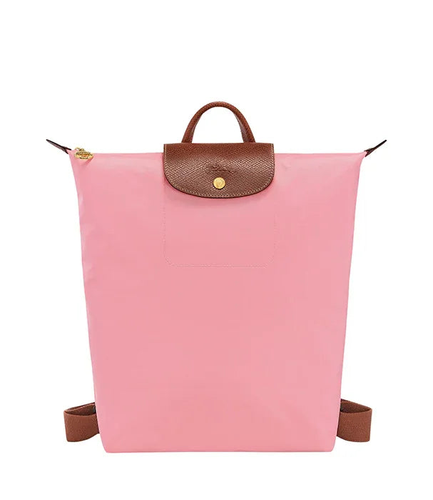 תרמיל ורוד עם ידית ורצועות חומות מבית מותג בינלאומי, קבוצת אלפא CHOZEN