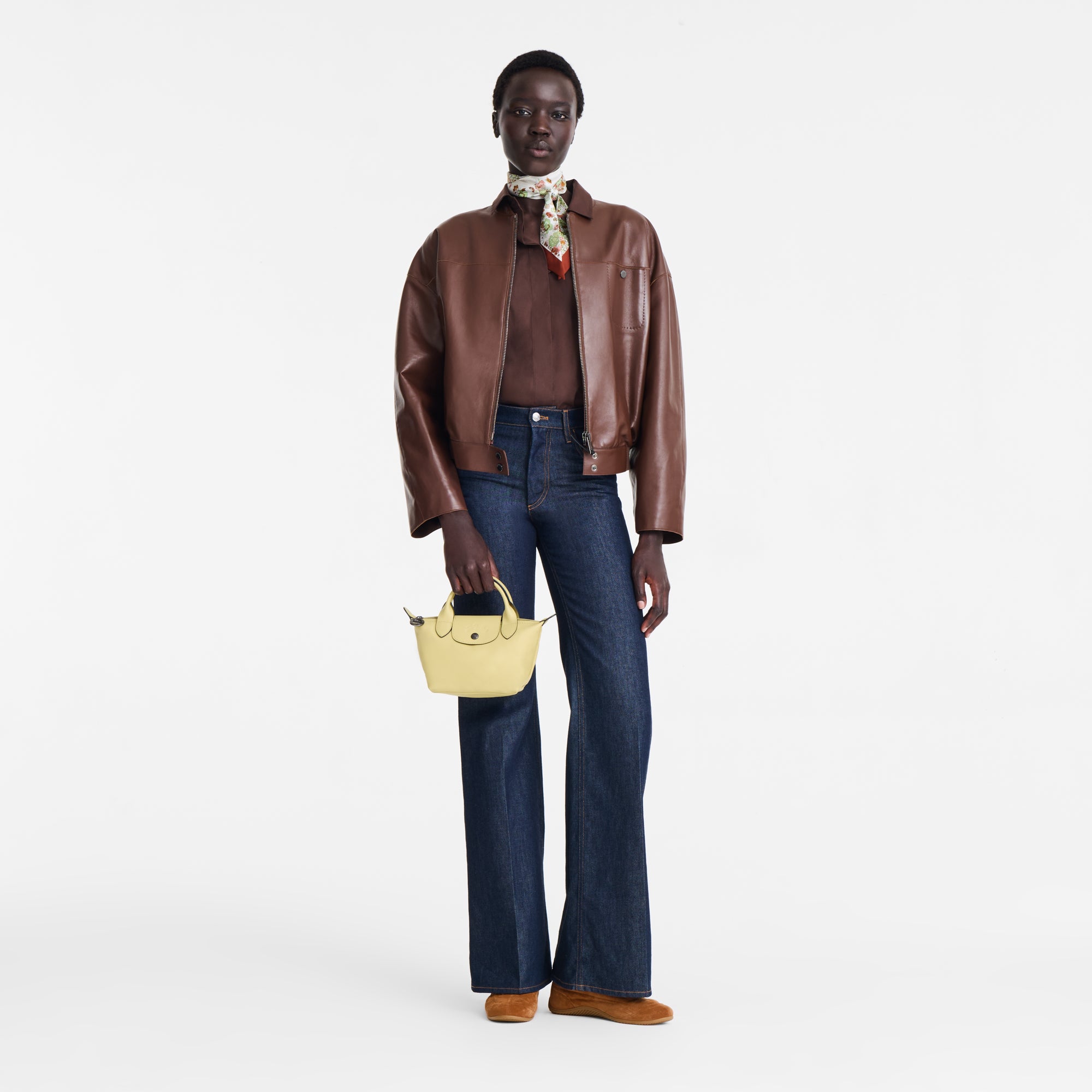 לונגשאמפ תיק יד מעור Le Pliage Xtra XS פיסטוק