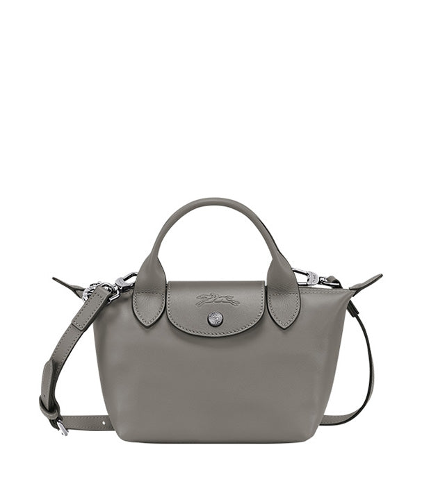 לונגשאמפ תיק יד מעור Le Pliage Xtra XS אפור - CHOZEN