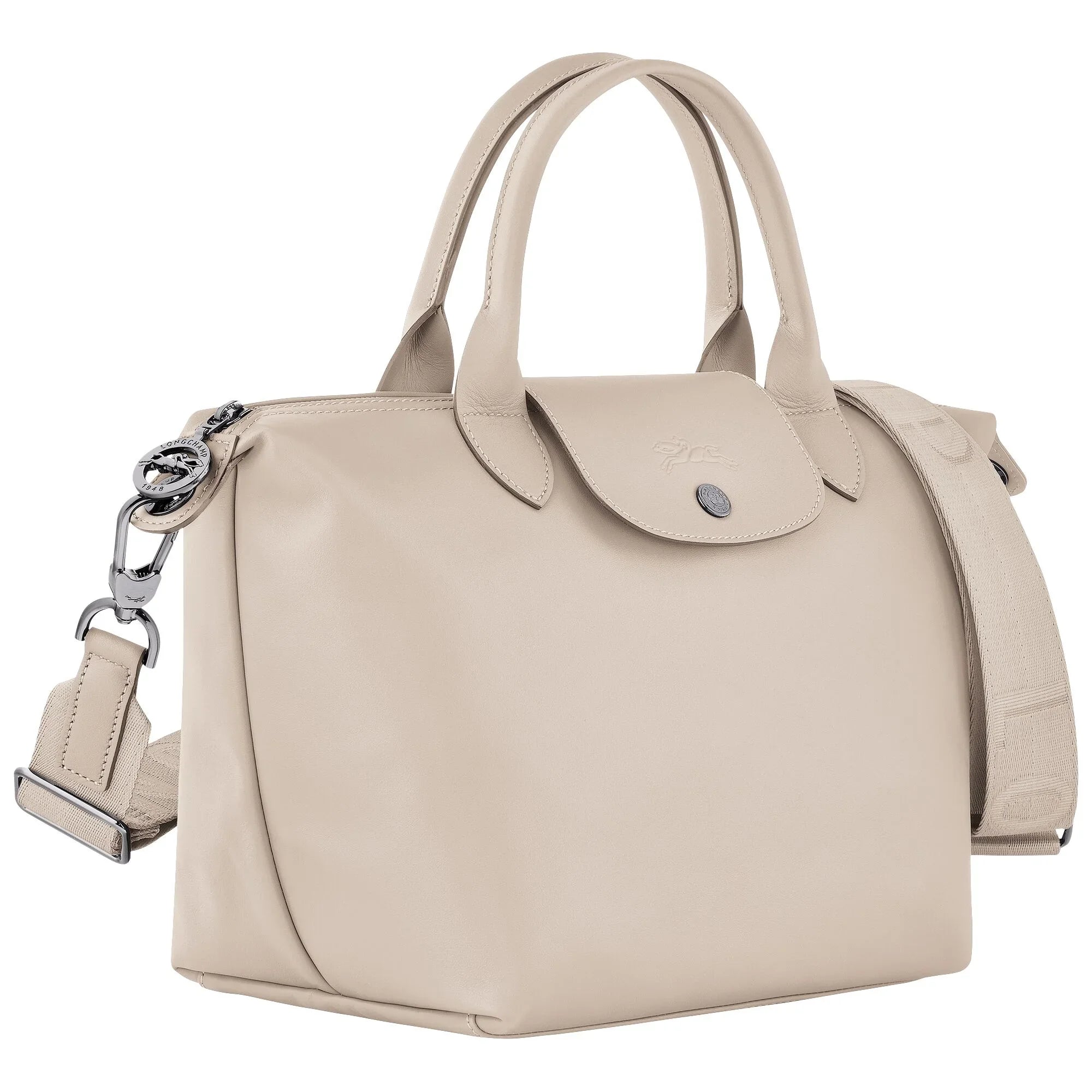 תיק יד אופנתי בצבע בז' עם ידיות ורצועת כתף, מבית מותג מוביל ב-CHOZEN