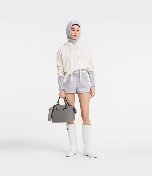 לונגשאמפ תיק יד קטן מעור Le Pliage Xtra אפור