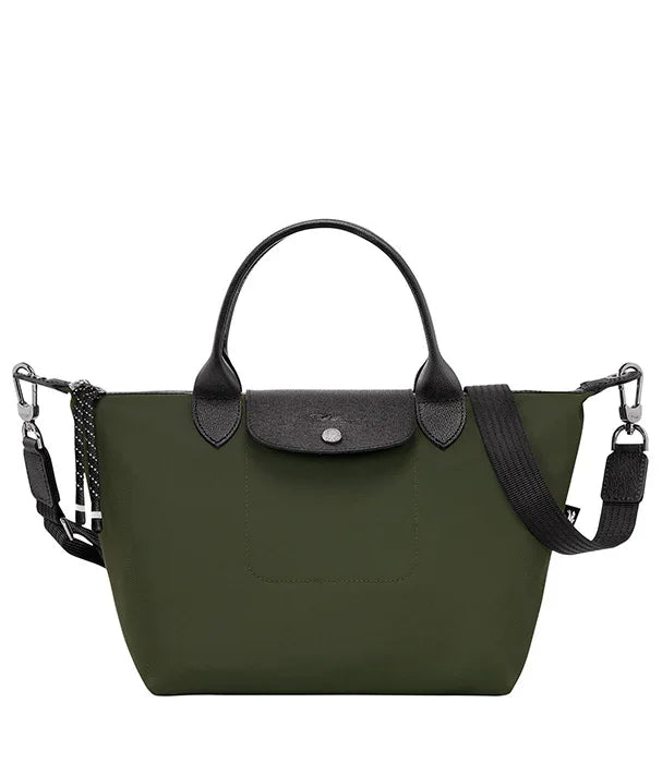 תיק נשיאה לנשים בצבע ירוק זית עם ידיות ועיטורים שחורים, מבית CHOZEN