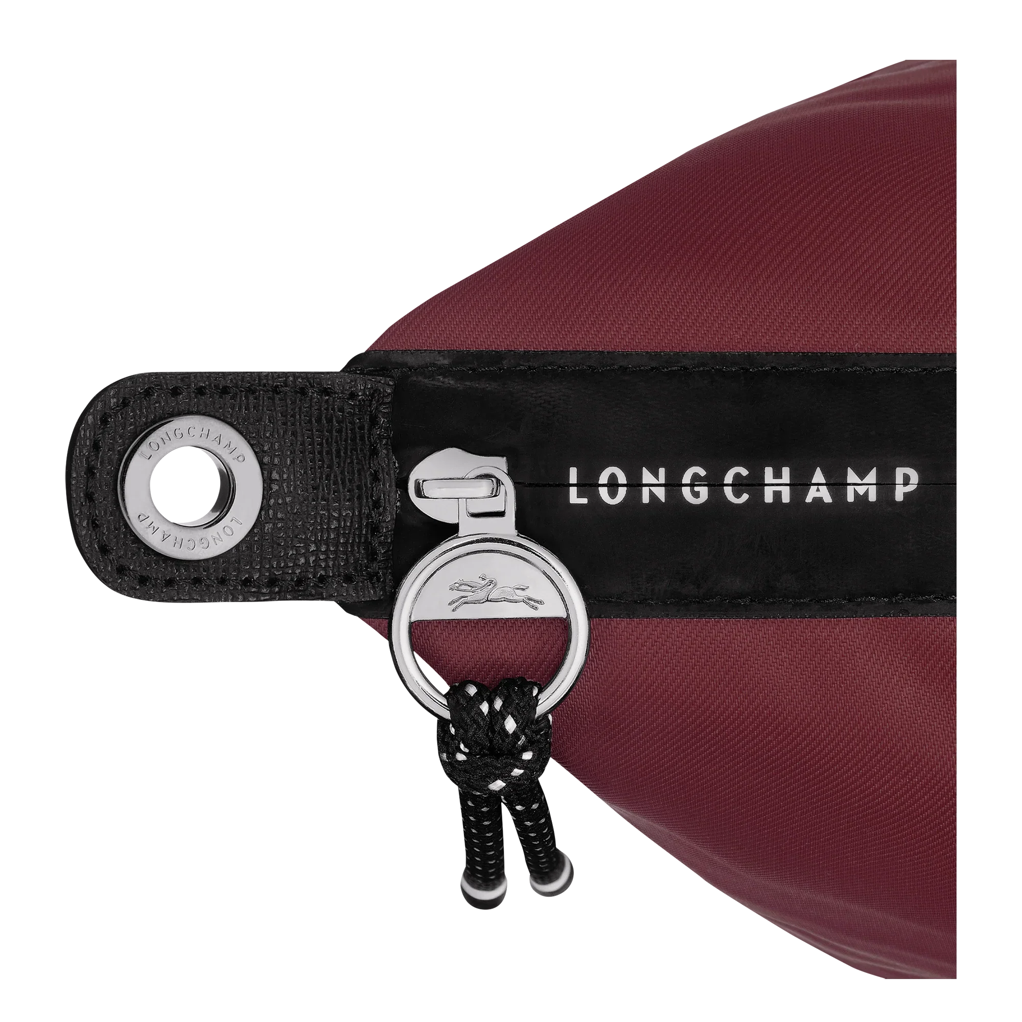 רוכסן תיק בד בורדו של LONGCHAMP, לוגו מובלט, קבוצה אלפא, מותגים מובילים ב-CHOZEN