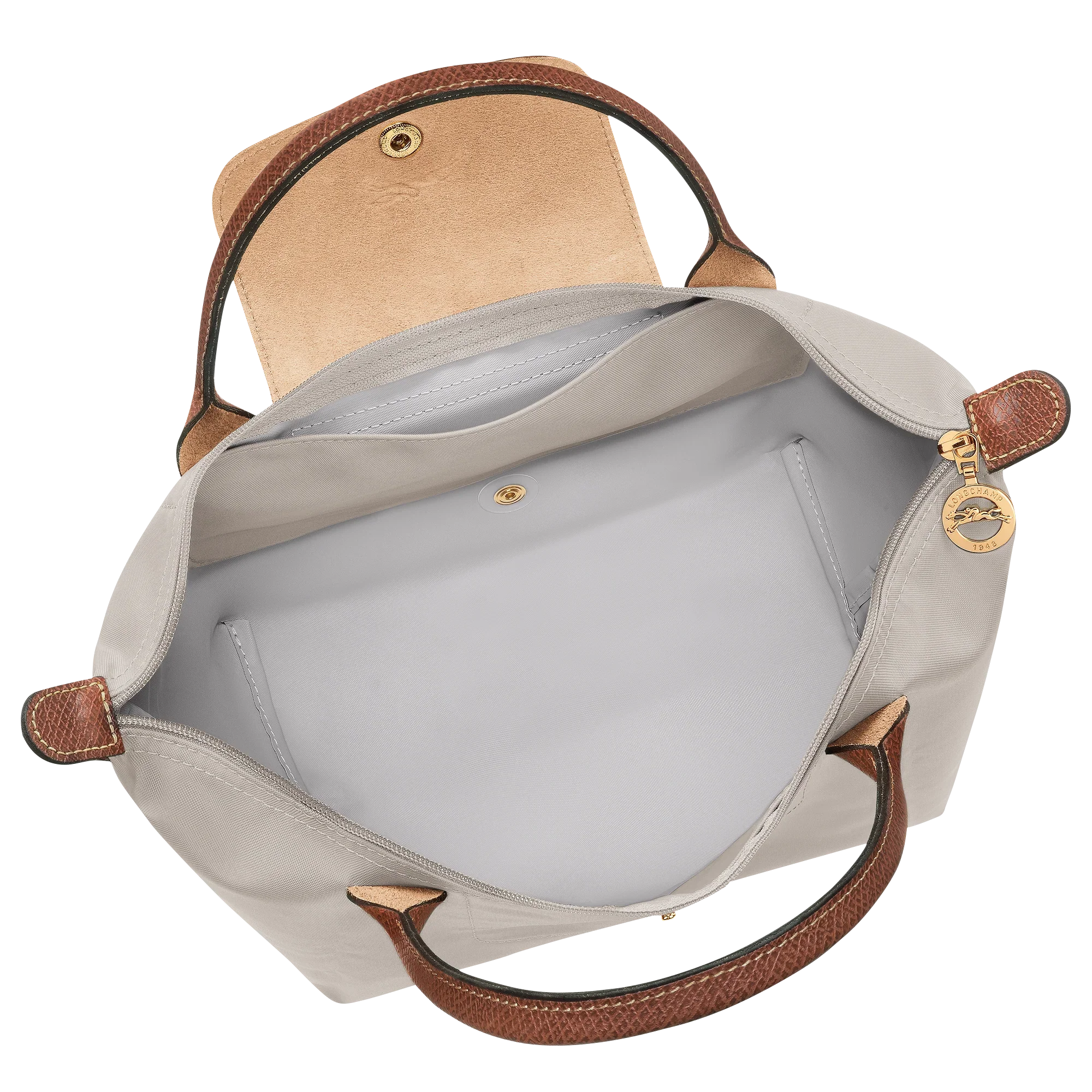 תיק יד אופנתי לנשים CHOZEN, עור חום, מבט פנימי עם תא מרכזי ומחזיק מותג זהב