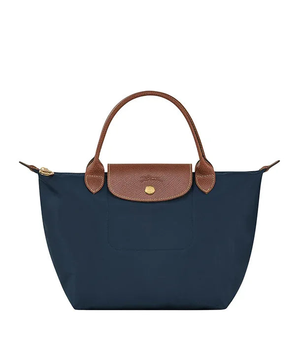 תיק יד אופנתי לנשים, כחול עם ידיות וסגירה חומות, ממותגי יוקרה ב-CHOZEN