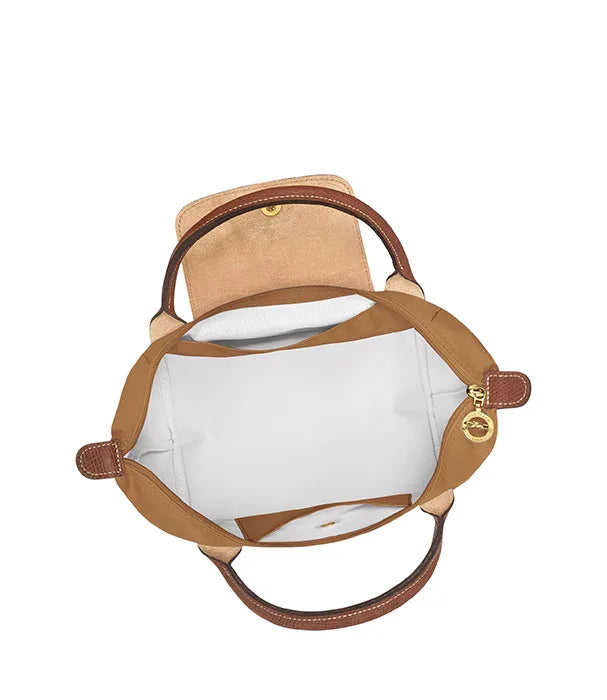 תיק יד נשים חום מבית CHOZEN, מבט פנימי על תא ראשי מרווח עם בטנה ונרתיק פנימי