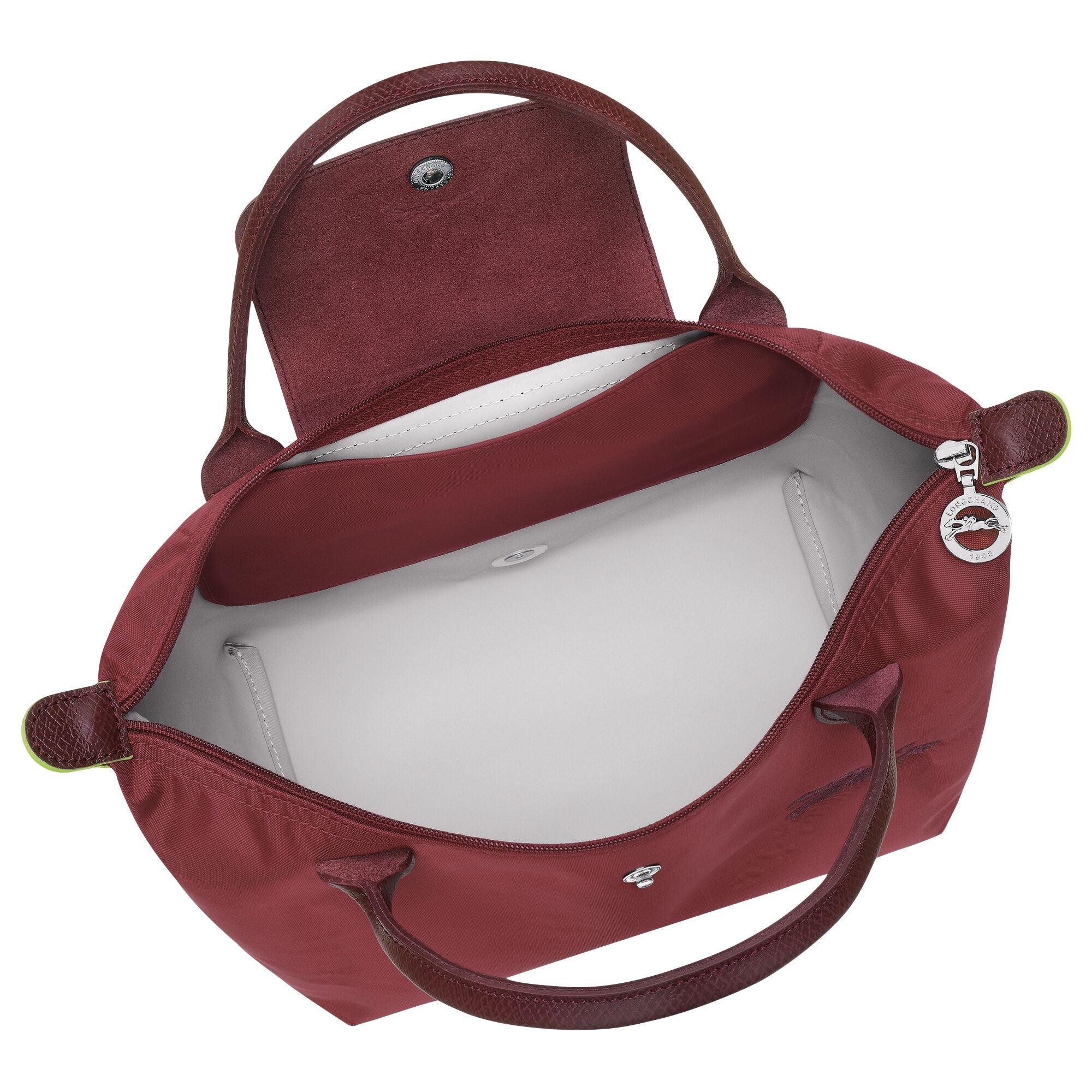 תיק יד בורדו מבד, עם רוכסן, ידיות עור ולוגו, מוצג פתוח, CHOZEN מותגים מובילים