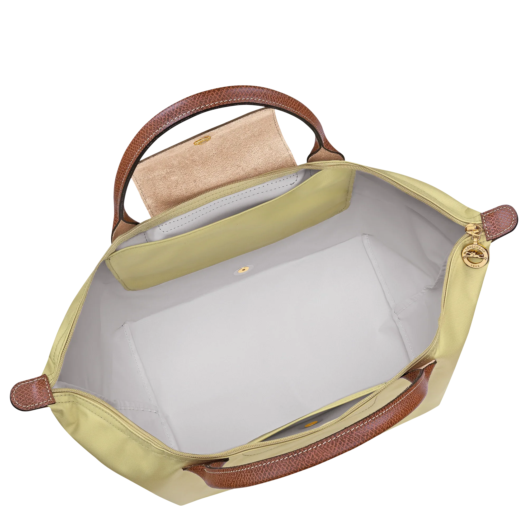 תיק יד צהוב מבית CHOZEN עם ידיות חומות ותא פנימי מרווח ואביזר קטן