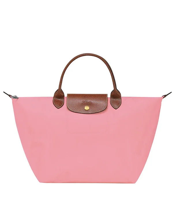 תיק יד ורוד עם ידיות עור חומות, מותג אופנה מוביל באתר CHOZEN