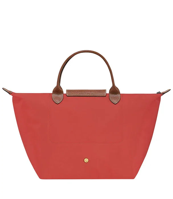 תיק יד אדום עם ידיות עור חום, עיצוב אלגנטי, מבית CHOZEN מותגים מובילים