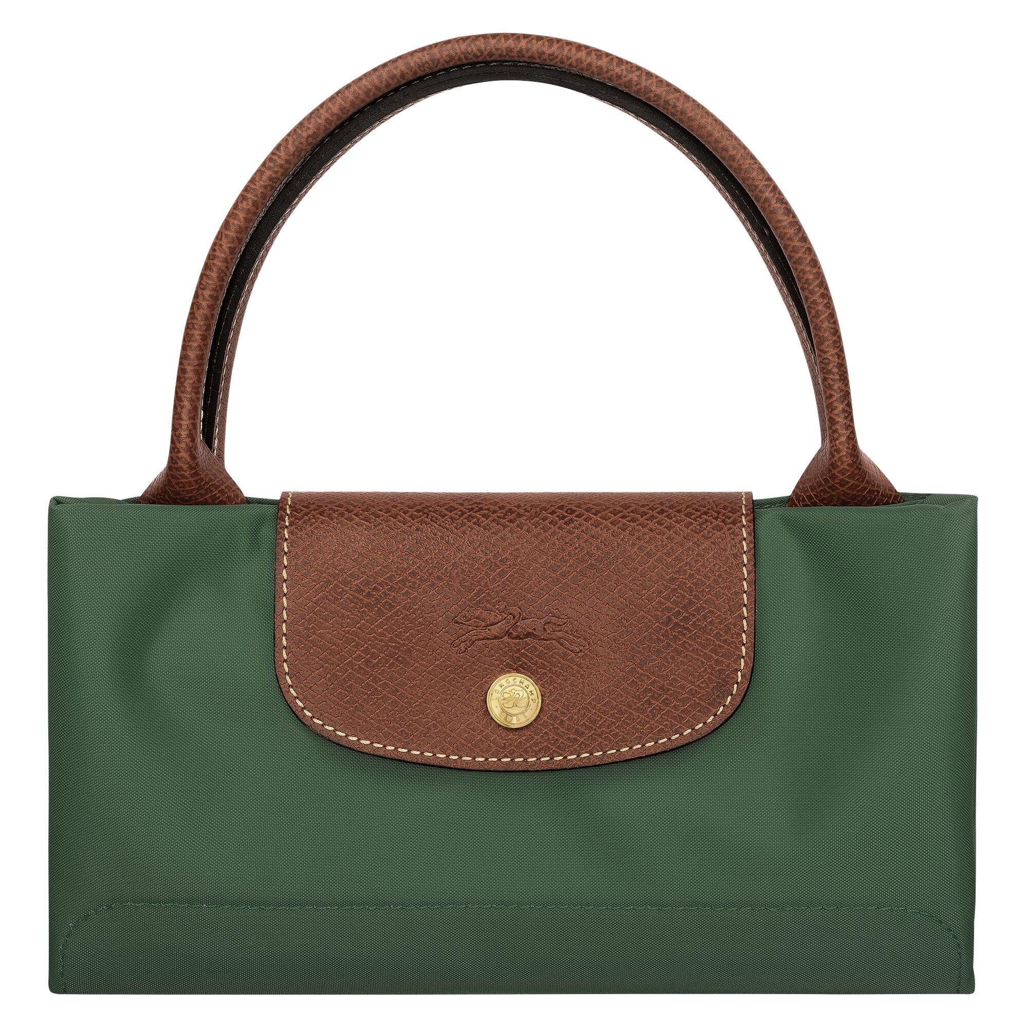 תיק יד ירוק עם ידיות ומכסה חום מעור, מבית המותג CHOZEN ביבוא קבוצת אלפא