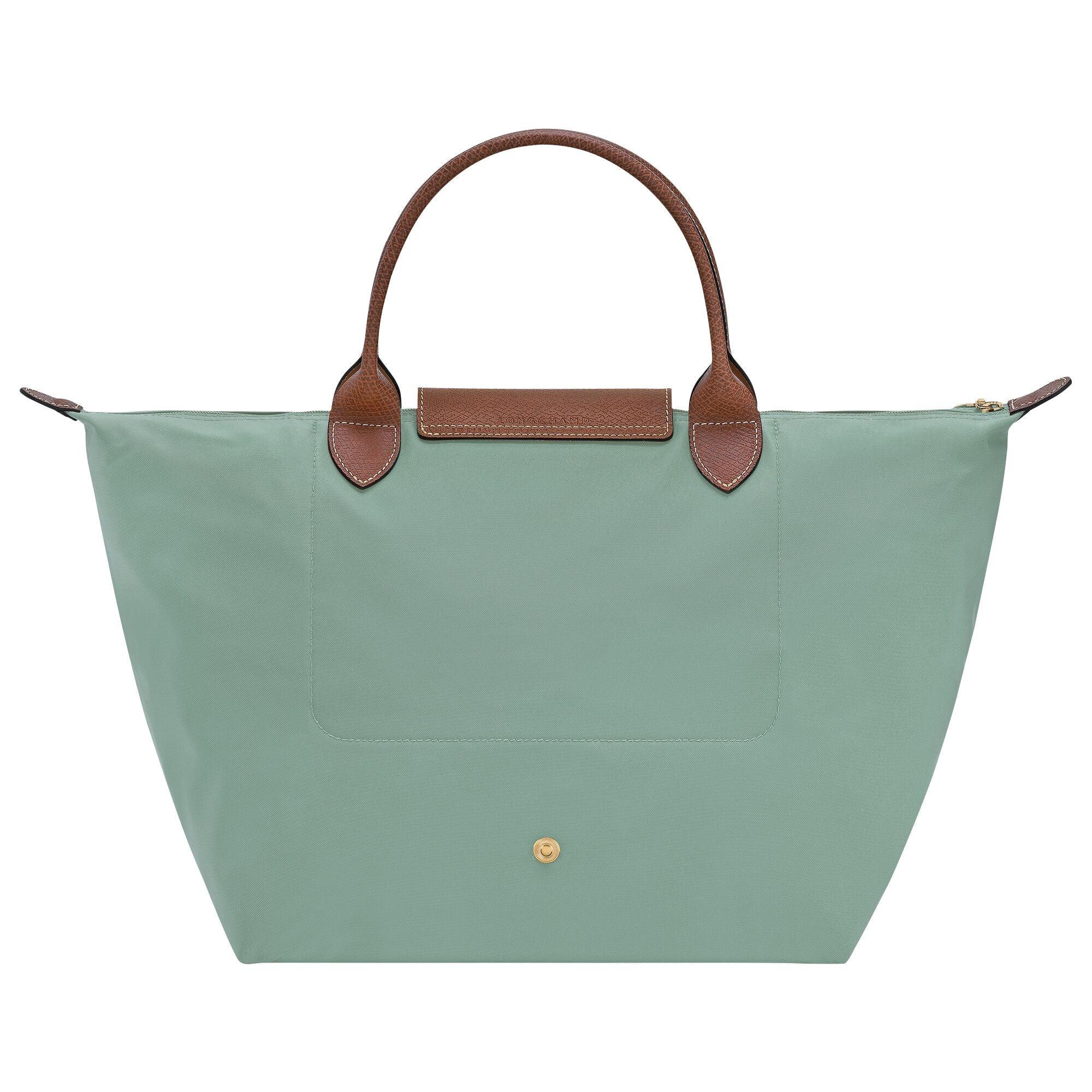 תיק יד ירוק עם ידיות עור חום, מותג יוקרה CHOZEN, עיצוב אלגנטי ואופנתי