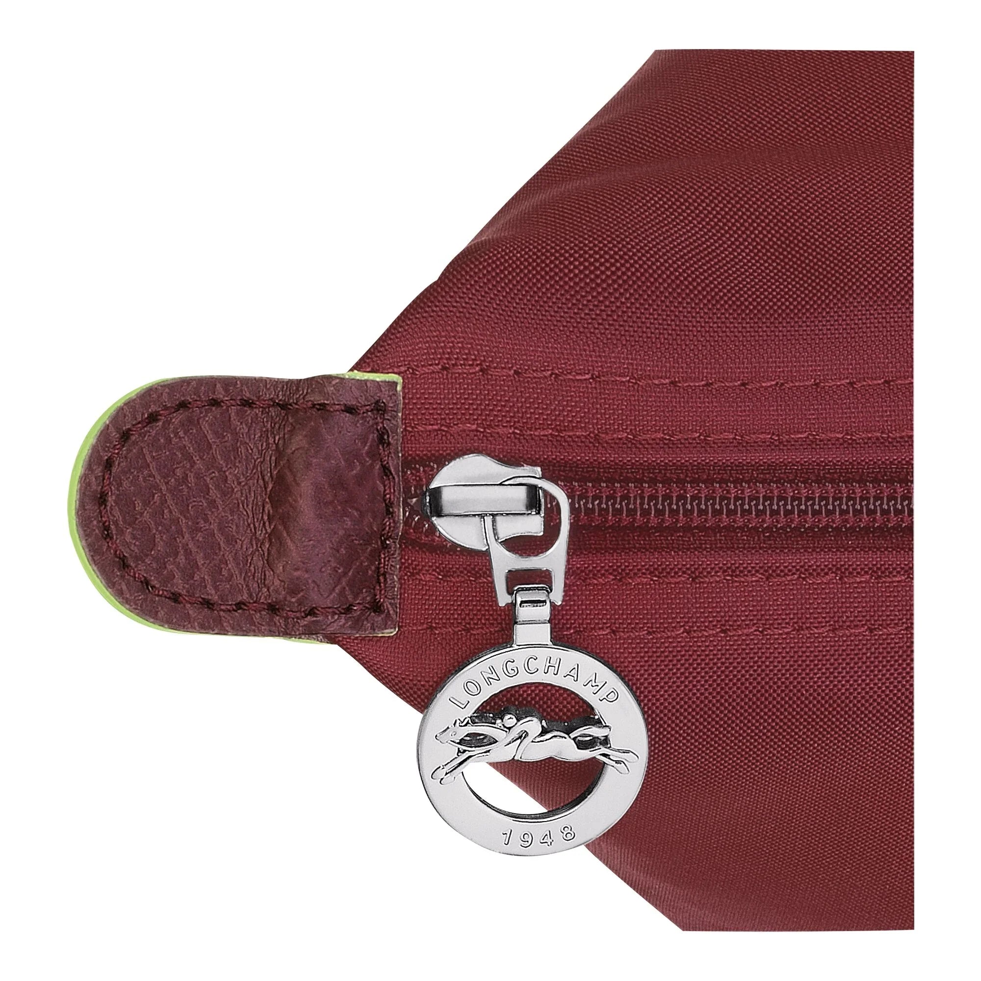 רוכסן תיק בורדו של מותג לונגשאם עם תג מתכת ממותג, CHOZEN מותגים מובילים