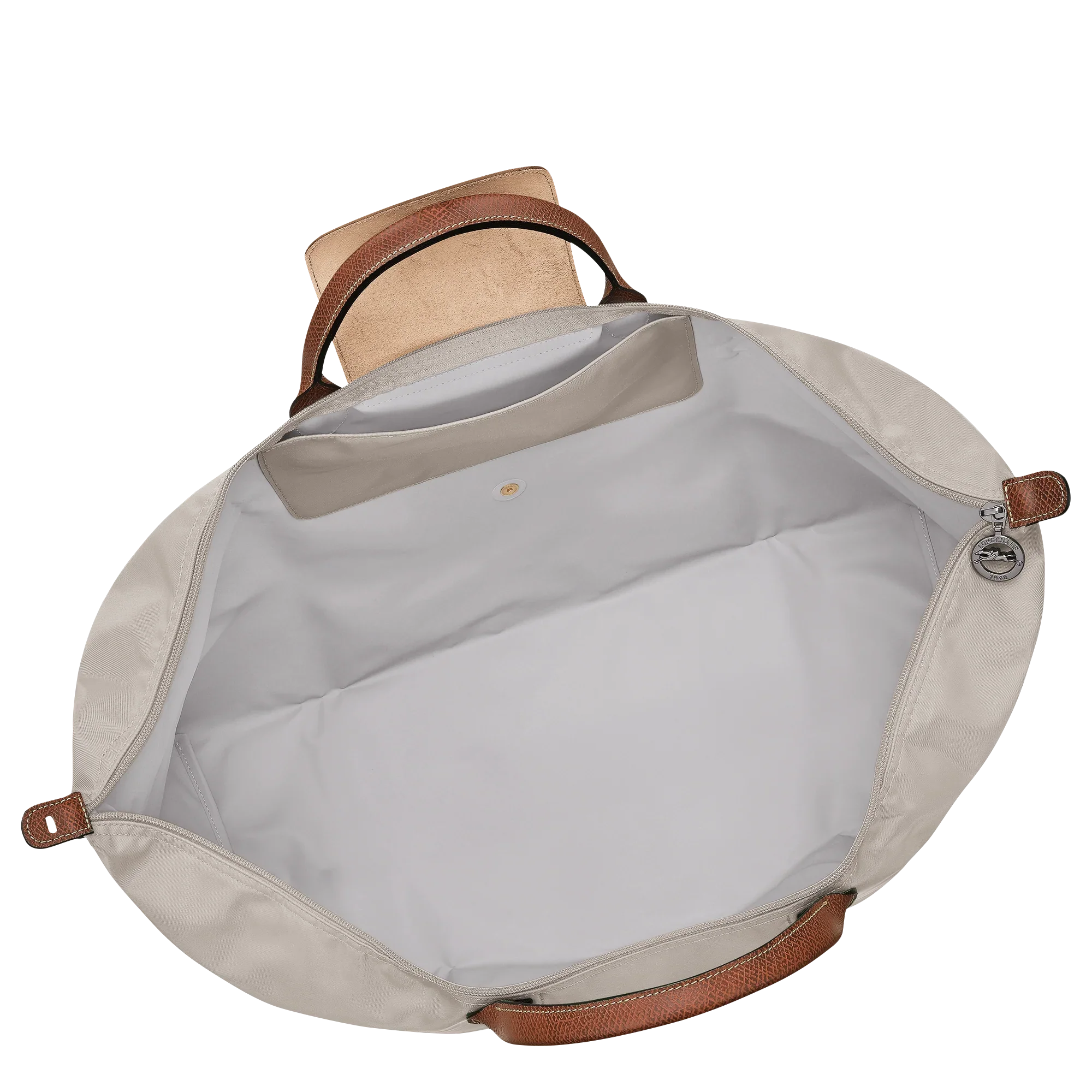 תיק פתוח בצבע בז' עם ידיות עור, מבט פנימי, CHOZEN ייבוא רשמי