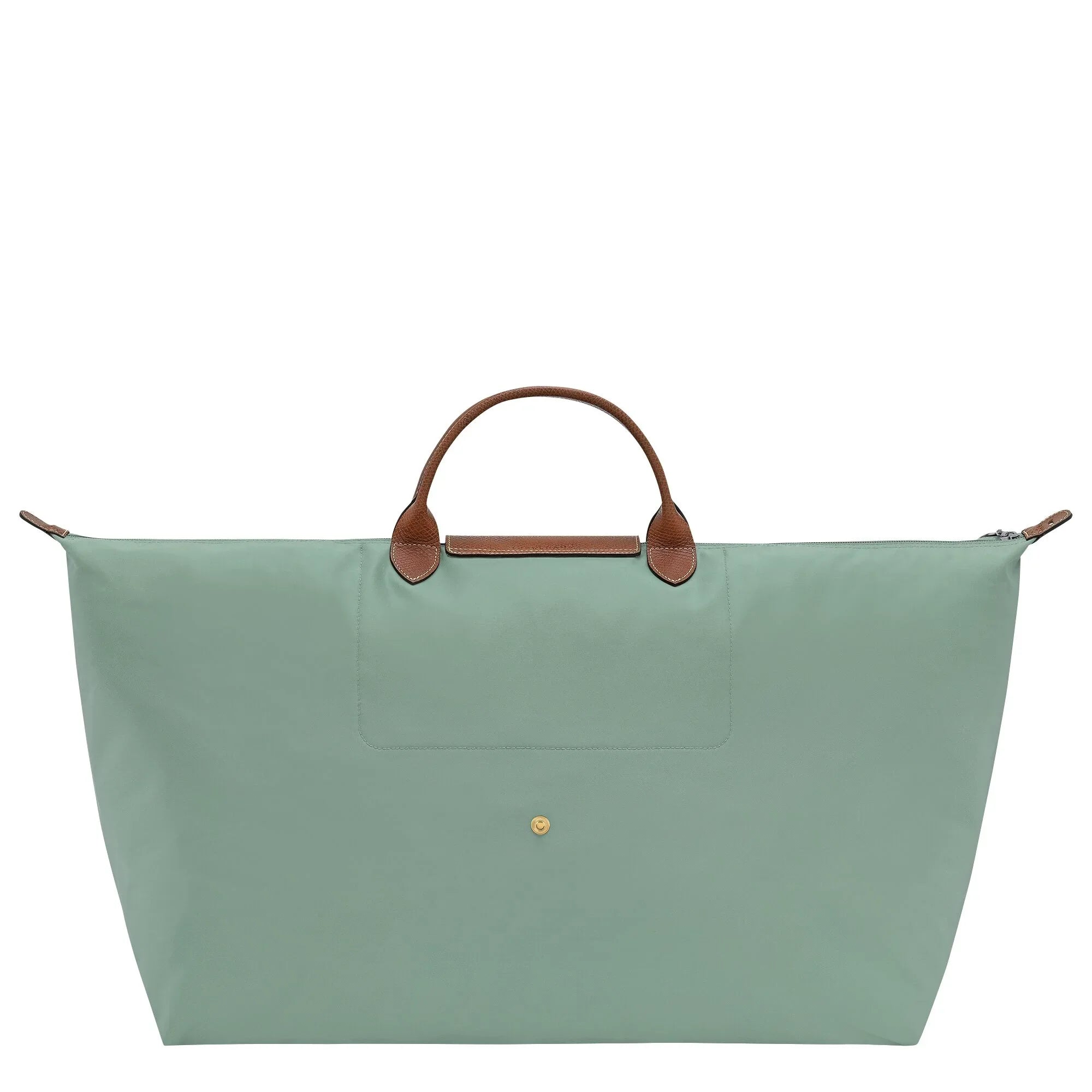 תיק נסיעות גדול בצבע ירוק מנטה עם ידיות עור חומות, עיצוב יוקרתי CHOZEN