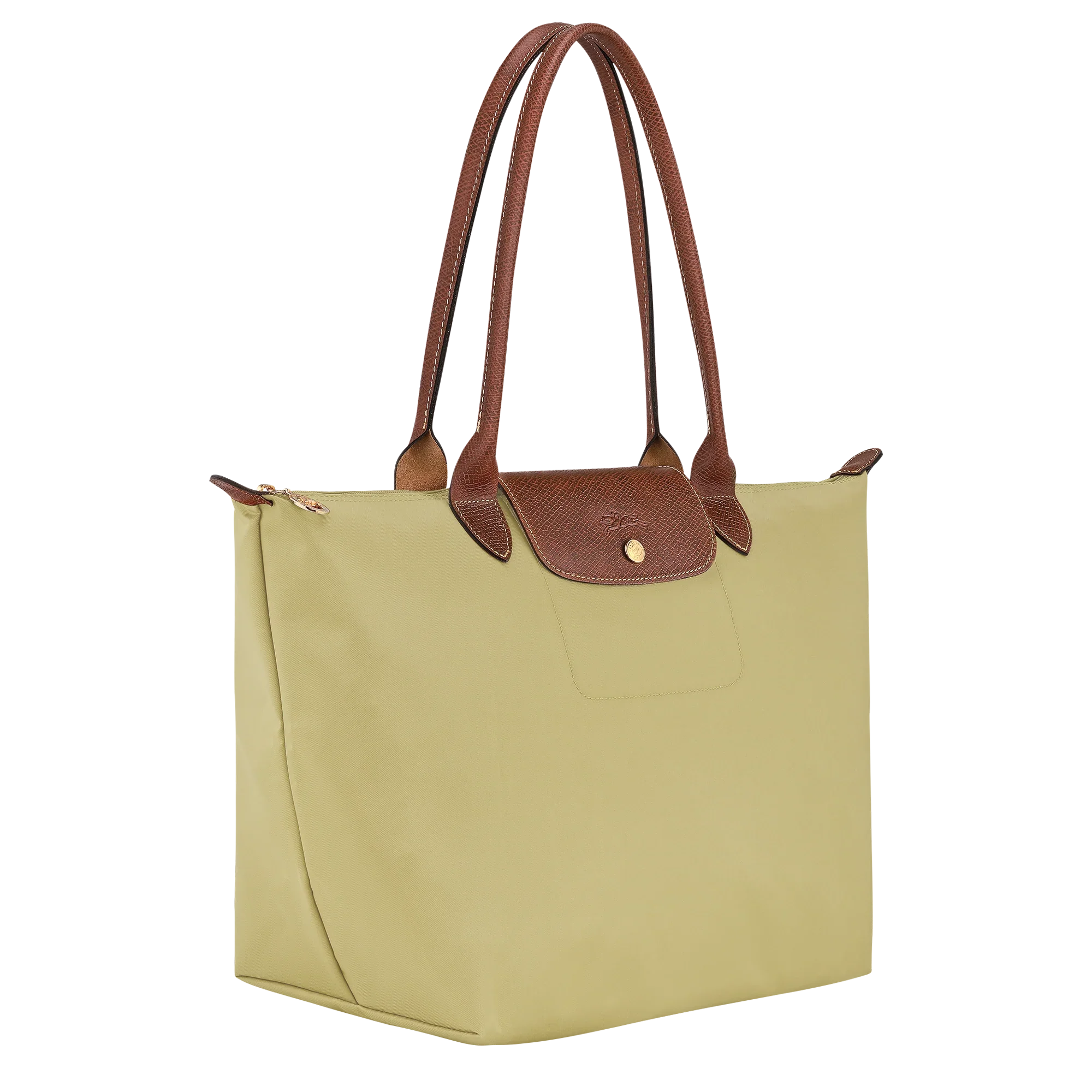 תיק נשיאה יוקרתי בצבע בז' עם ידיות חומות, מוצג באתר CHOZEN, מותגים מובילים