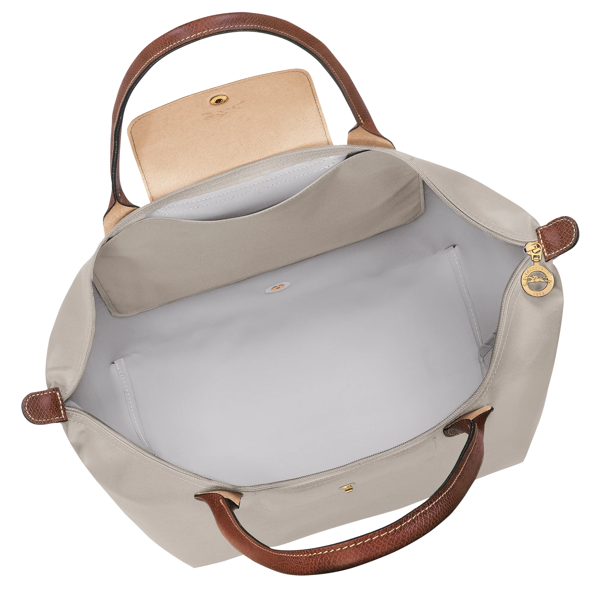 פנים תיק יד יוקרתי עם בטנת בד תא מרווח ורוכסן זהב, עיצוב קלאסי לחנות CHOZEN