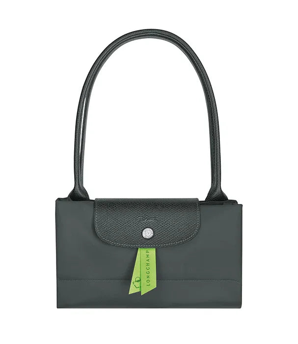 תיק יד שחור LONGCHAMP עם רצועות כפולות ותווית ירוקה, נמכר ב-CHOZEN מבית קבוצת אלפא