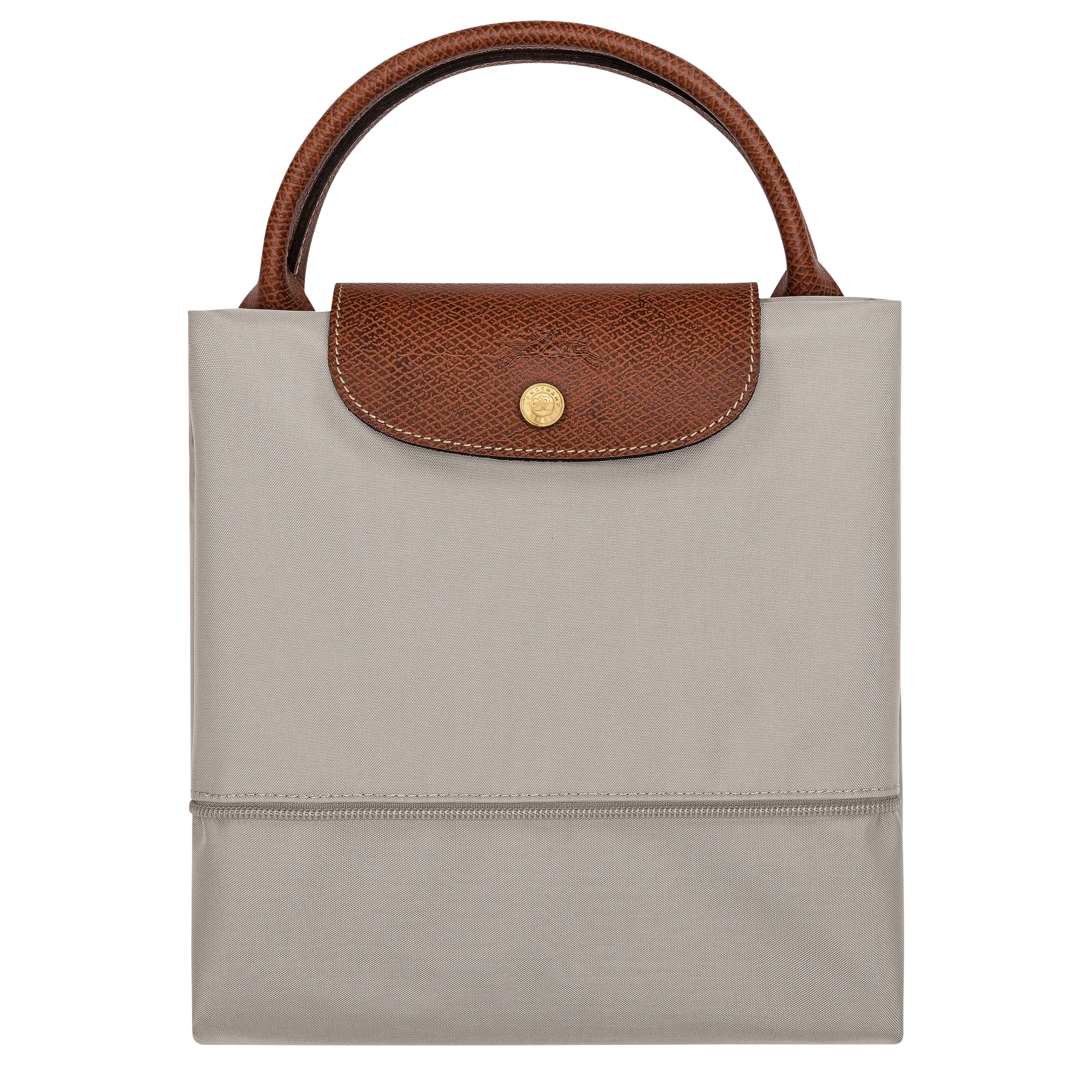 תיק יד אלגנטי אפור עם ידית וסגירה חומה, CHOZEN, עיצוב יוקרתי מהמותגים המובילים