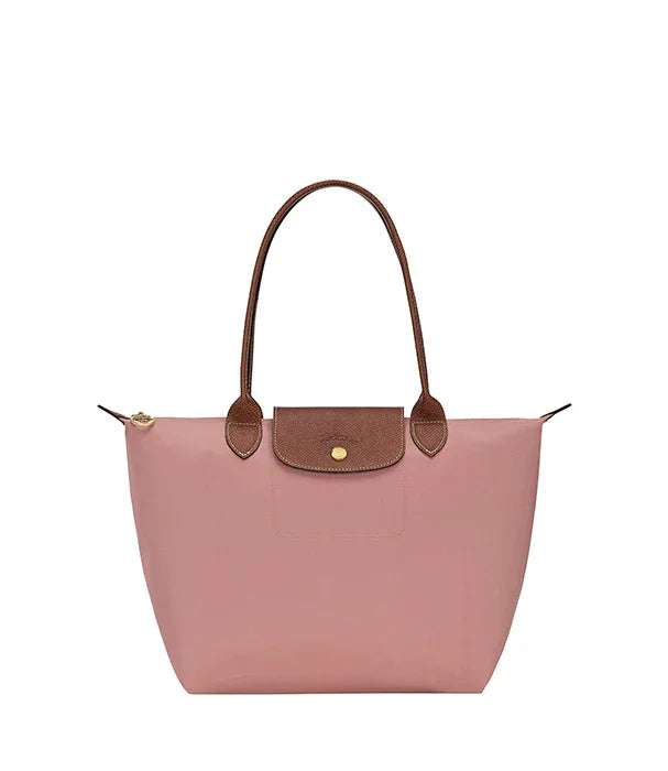 תיק יד ורוד עם ידיות ועיטורי עור חום, מוצר מוביל באתר CHOZEN, מותגים בינלאומיים יוקרתיים