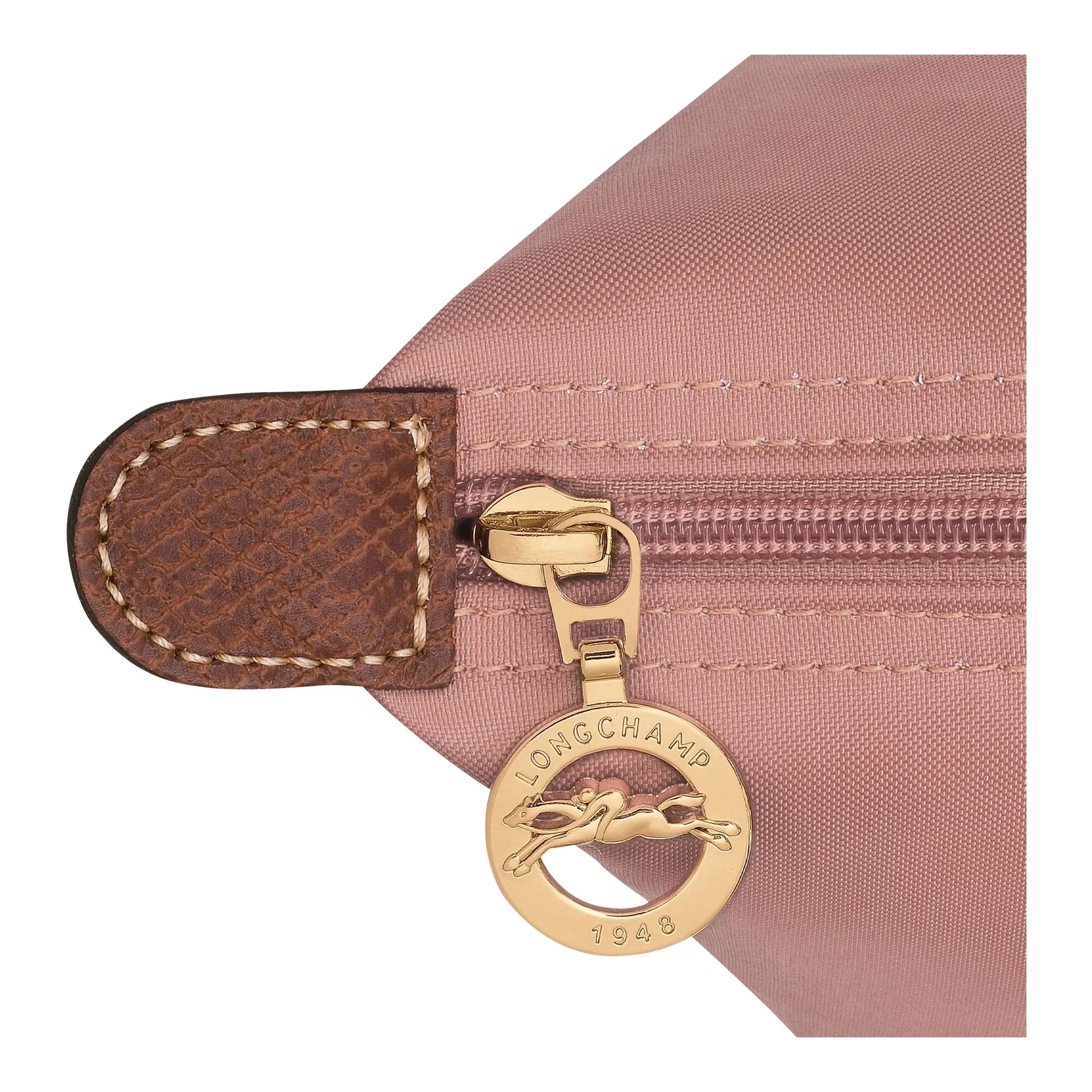 רוכסן תיק ורוד עם תג זהב של לונגשמפ, עיצוב יוקרתי מ-CHOZEN אלפא