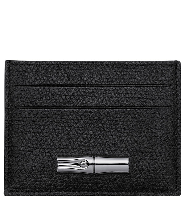 לונגשאמפ ארנק כרטיסים מעור Le Roseau שחור