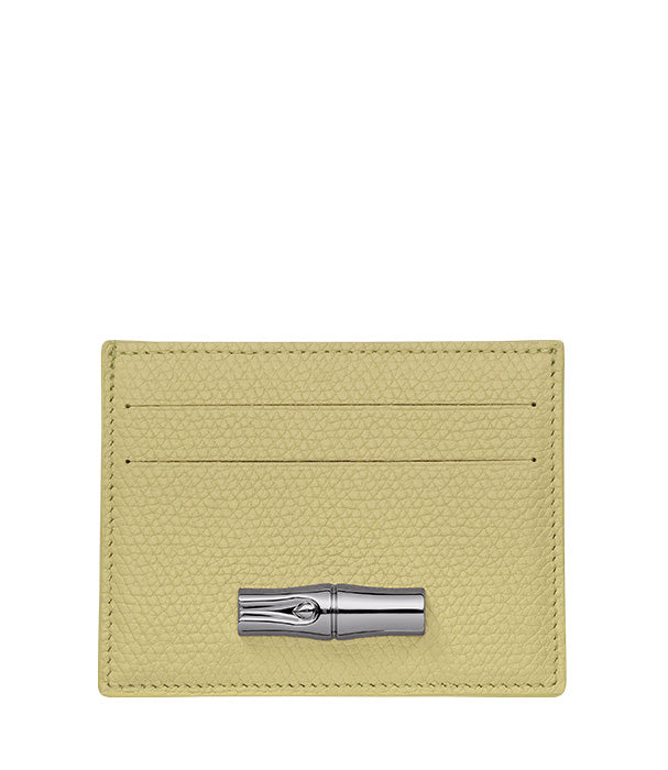 לונגשאמפ ארנק כרטיסים מעור Le Roseau פיסטוק - CHOZEN