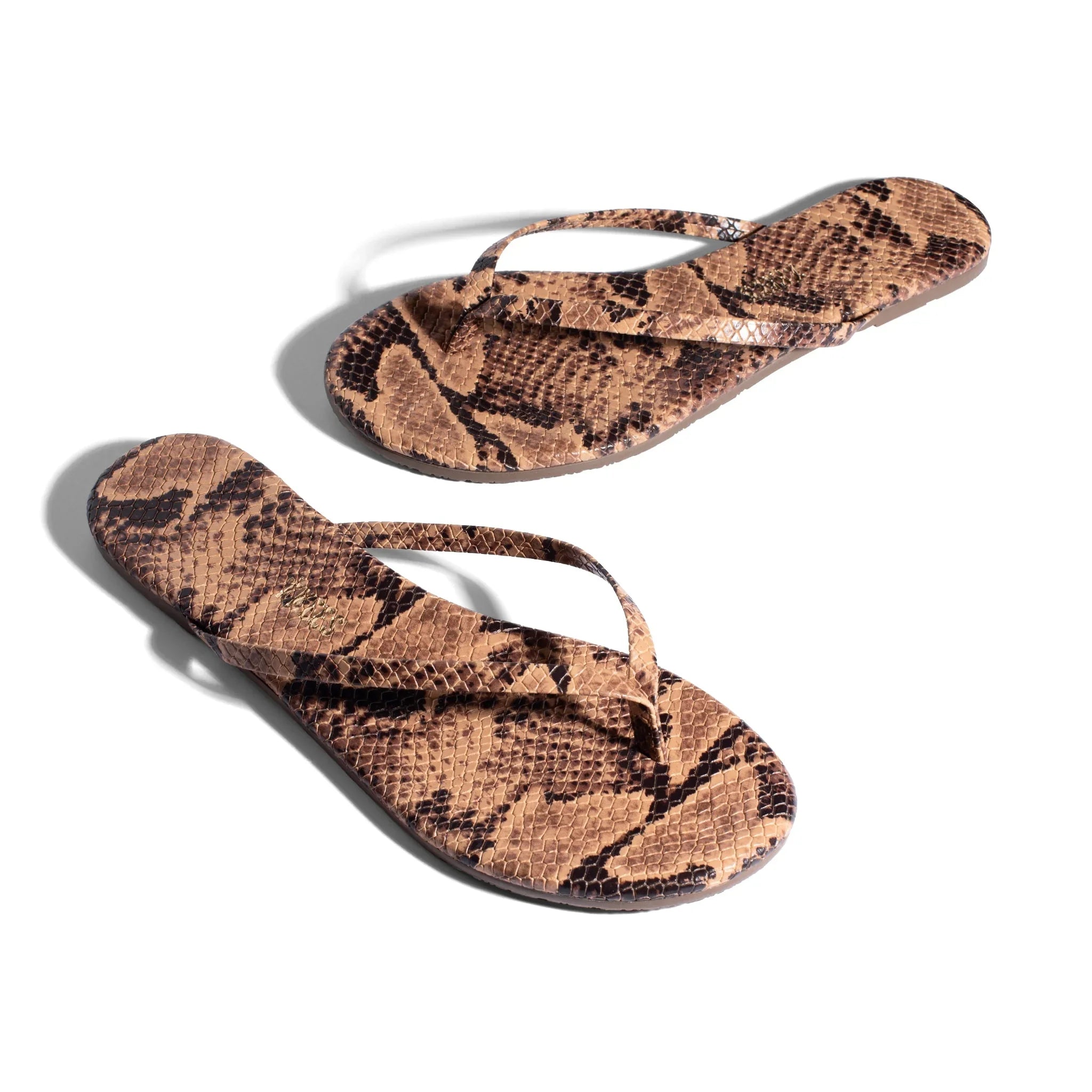 כפכפי אצבע לנשים דמוי עור נחש חום, עיצוב אופנתי של CHOZEN