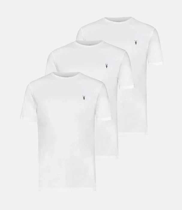 שלישיית חולצות טי לבנות לגברים עם לוגו קטן, קולקציה של CHOZEN